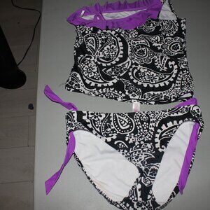 Black & White 2 Pcs Justuice Tankini Swimsuit Size 18